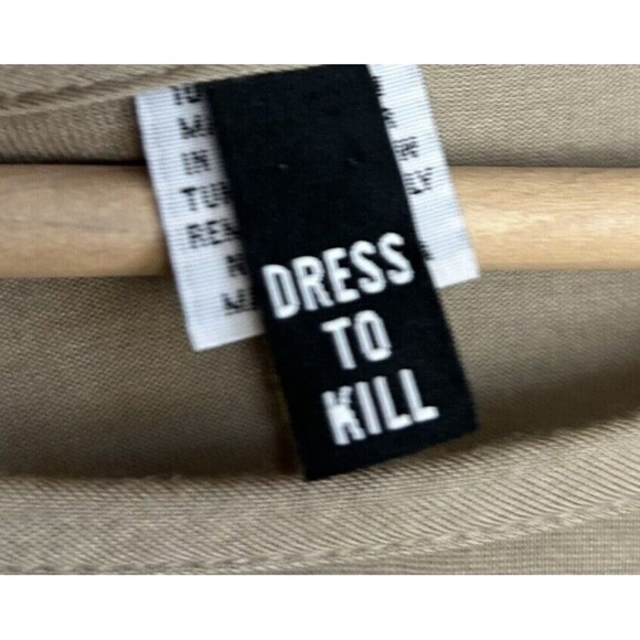 Dress to Kill Tunic Top One Size Beige Asymmetrical Stripes OS Lagenlook - Picture 4 of 7